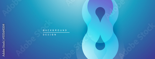 Abstract blue gradient background. Overlapping shapes create central figure, modern design element. Smooth transitions, calming aesthetic.