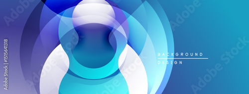 Abstract layered circles create dynamic visual effect. Blue, purple hues blend, forming modern background design. Smooth gradients enhance depth.