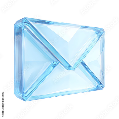 Vibrant blue crystal like 3D envelope icon representing digital communication email and messaging in a clean modern and minimalist style