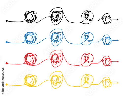 line hand drawn in 4 color icon vector design