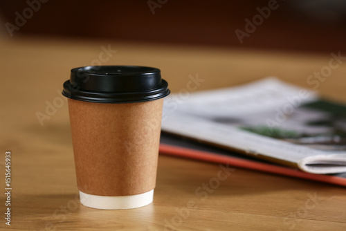 Paper cup of coffee on tabl...