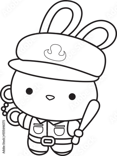 Illustration of coloring pages by cute bunny costume icon.