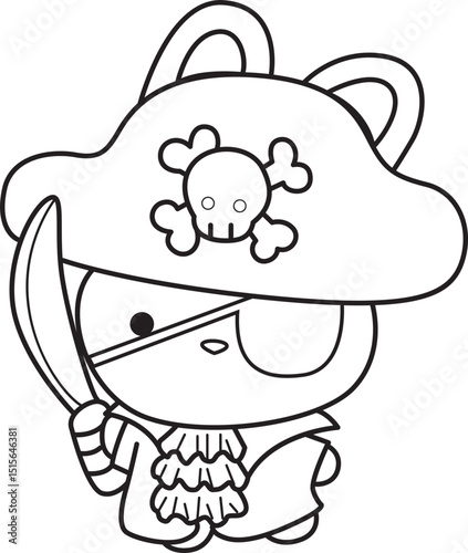 Illustration of coloring pages by cute bunny costume icon.
