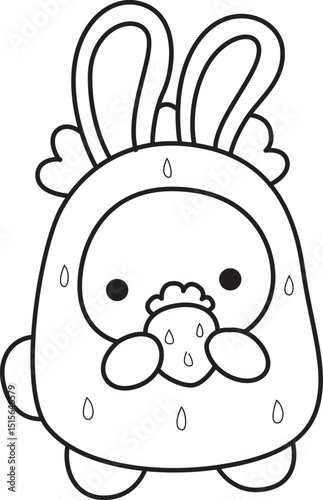 Illustration of coloring pages by cute bunny costume icon.