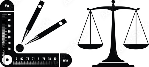 Balance scale icon illustration in minimalist design.

