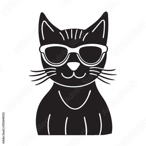 Cool Black Cat in Sunglasses Vector Illustration for Design Projects