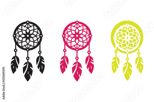 Collection of dream catcher silhouette. Minimalist dream catcher vector icon.