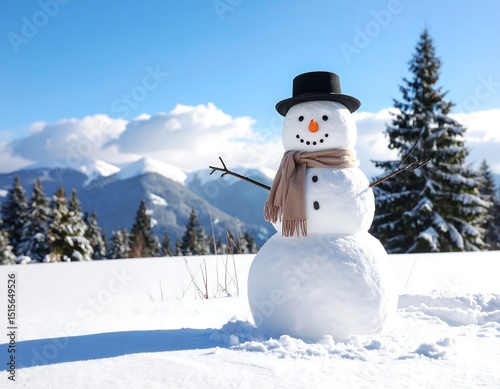 Snowman in snowy mountains (1)