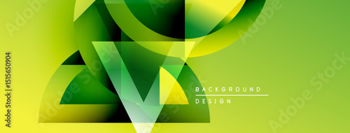 Abstract geometric shapes, vibrant green yellow hues. Modern design, dynamic composition, smooth gradients create visual interest. Background element.