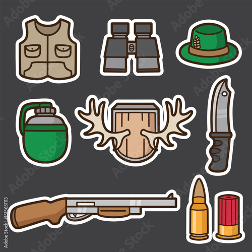 set of hunter good for sticker, badge, element design, icon, printable, etc