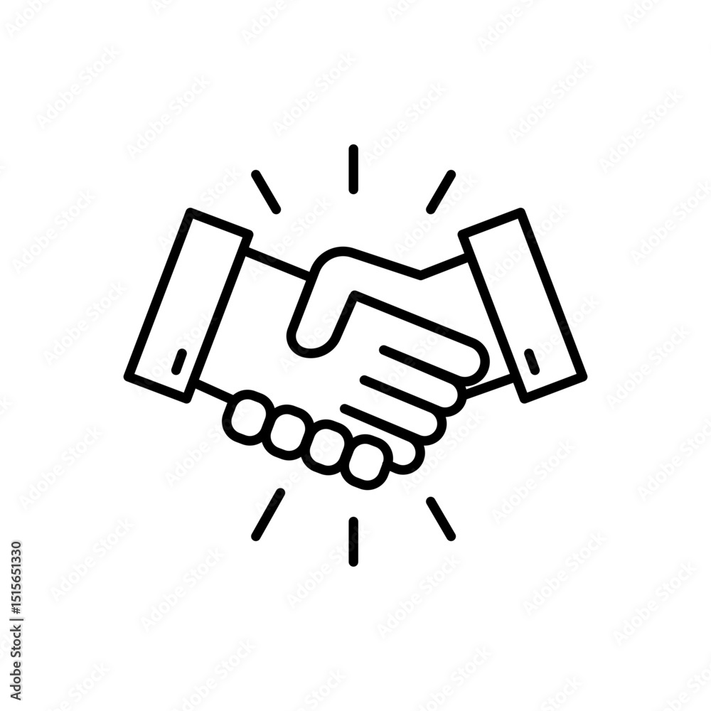 Handshake icon. Simple outline style. Deal, hand, shake, logo, agreement, partnership, professional, success, teamwork, business concept. Thin line symbol. Vector illustration isolated. Handshake icon. Simple outline style. Deal, hand, shake, logo, agreement, partnership, professional, success, teamwork, business concept. Thin line symbol. Vector illustration isolated.