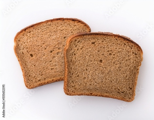 Two slices of delicious whole wheat bread perfect for breakfast or a snack A close up shot showing the texture and color