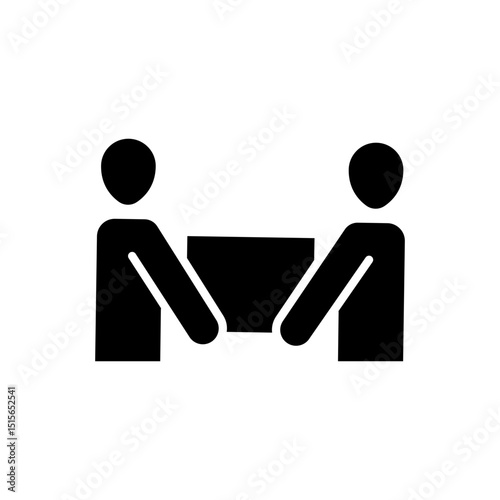 Team lifting heavy object icon. Simple glyph style. Lift, box, heavy, carry, man, person, movers, people, teamwork concept. Solid symbol. Vector illustration isolated.