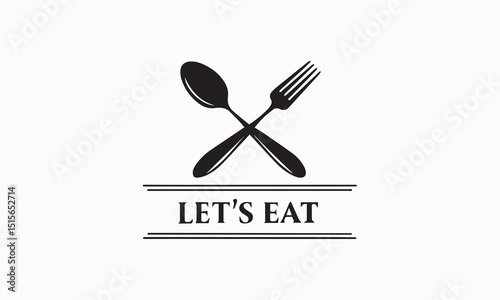Silhouette of Fork and Spoon with Let’s Eat Typography