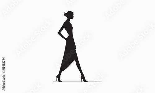 Stylish Female Model Silhouette in Fashion Pose