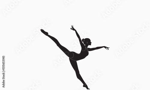 Elegant Female Ballet Dancer Silhouette in Kick Pose