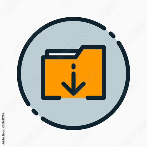 Design Illustration graphic of download folder icon with colored outline style. Suitable for UI, mobile design, web design, etc.
