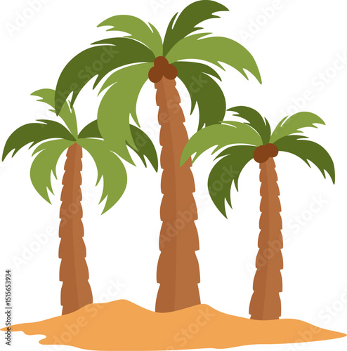 Palm tree illustration. Tropical palm illustration for posters, banners and promotional items. Vector illustration.