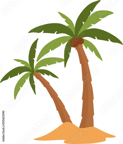 Palm tree illustration. Tropical palm illustration for posters, banners and promotional items. Vector illustration.