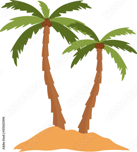 Palm tree illustration. Tropical palm illustration for posters, banners and promotional items. Vector illustration.