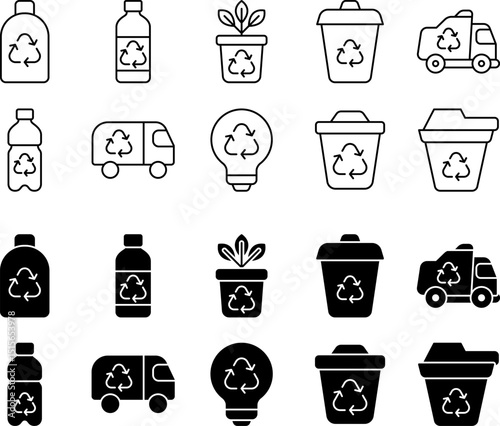 Set of Collection Modern Recycle Icon