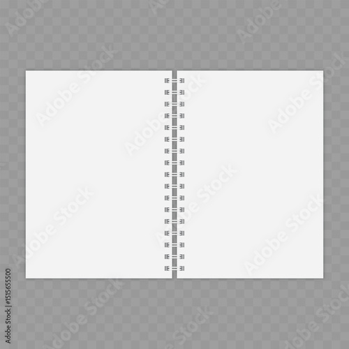 Blank Horizontal Spiral Notebook Mockup - Landscape Wire-Bound Pad. Vector