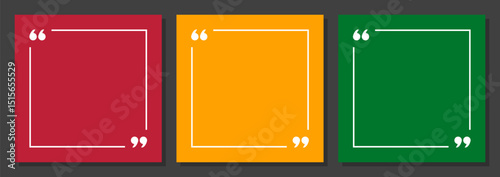 blank quoted text template, social media post mockup, red yellow green motivation quote, copy space for text in brackets, empty citation speech bubble
