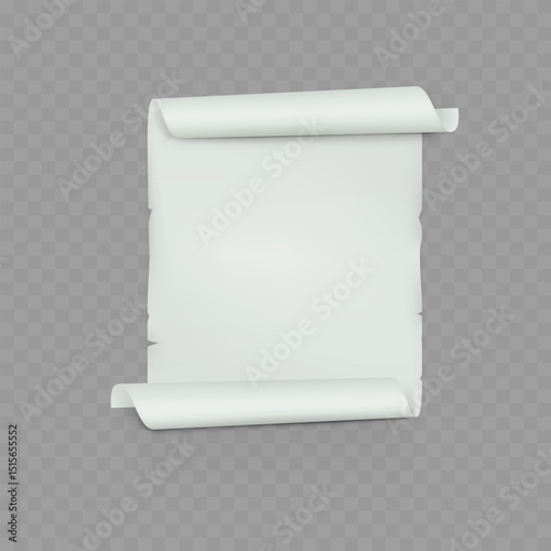 Old Blank Paper Scroll Mockup - Vintage Parchment Document Template. Vector
