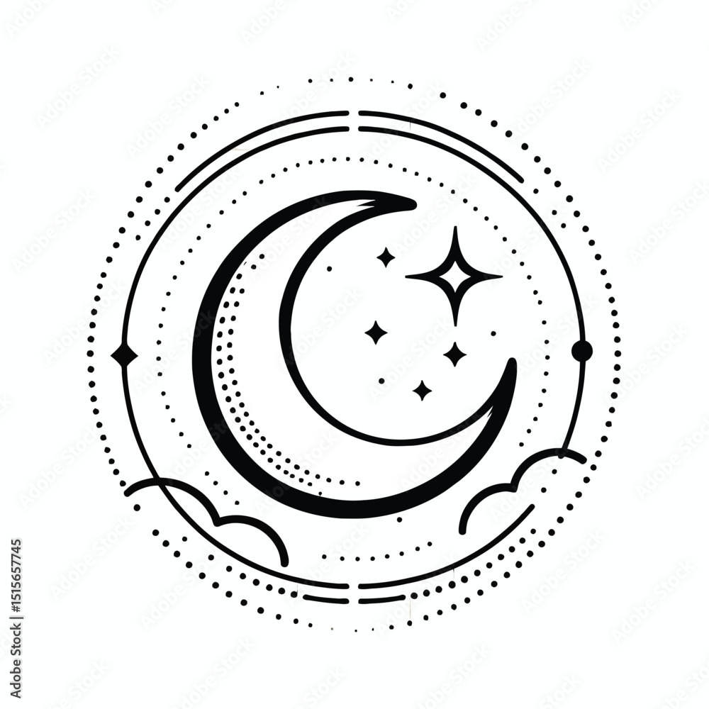 Obraz premium Minimalist Black Crescent Moon Silhouette Vector14
