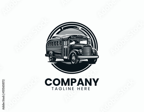 Classic School Bus Transportation Service Dynamic Illustration Vector Logo Design