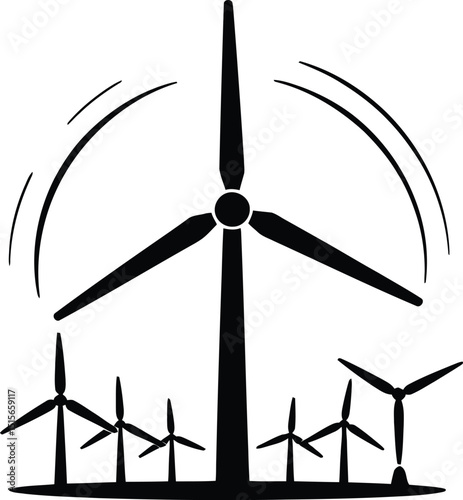 Vector illustration of wind turbines representing renewable energy sustainable power and eco friendly technology