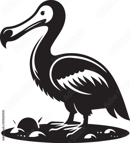 pelican bird vector illustration, pelican bird silhouette vector, pelican bird icon design