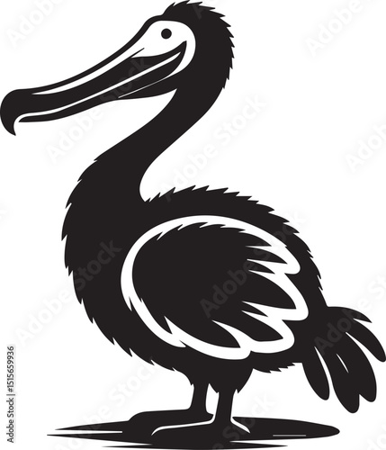 pelican bird vector illustration, pelican bird silhouette vector, pelican bird icon design