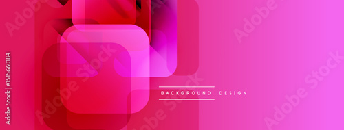 Abstract geometric shapes overlap, creating vibrant pink gradient background. Modern design element for banners, presentations.