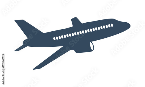 passengers airplane take off icon, luxury business jet pictogram, travel agency logo template, vacation charter flight symbol
