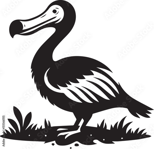 pelican bird vector illustration, pelican bird silhouette vector, pelican bird icon design