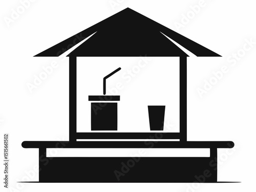 beach cabana drink tray vector, beach cabana drink tray vector icon illustration