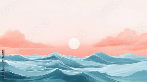 Pastel sunset over a stylized sea.