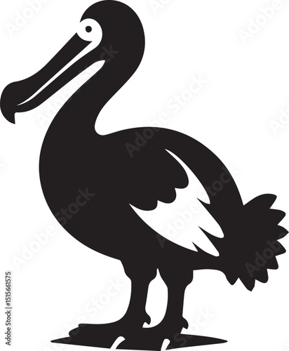 pelican bird vector illustration, pelican bird silhouette vector, pelican bird icon design
