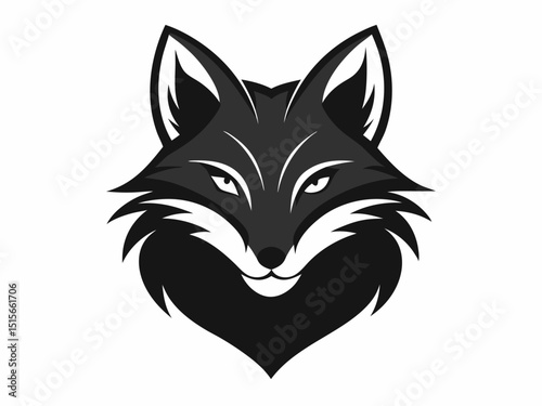 Silhouette of a fox head vector, Fox head logo design of black silhouette vector illustration