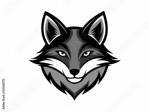 Silhouette of a fox head vector, Fox head logo design of black silhouette vector illustration
