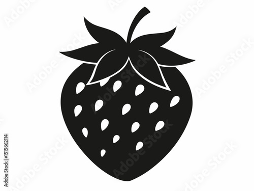 Strawberry silhouette vector, Strawberry silhouette icon vector design
