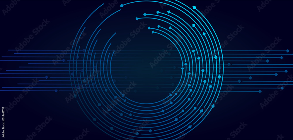 Ταπετσαρία Abstract tech design with circuit lines and blue shapes - great for design inspi
