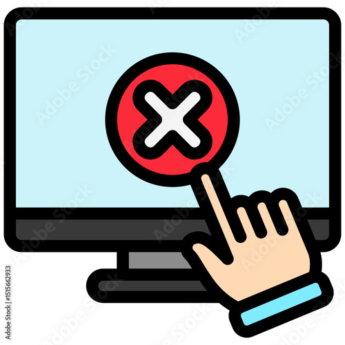 Access Denied outline color, mini illustration icon. use for modern concept, print, UI, UX kit, web and app development. Vector related to account management, ecommerce, banking and finance.