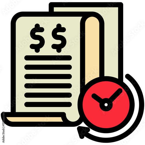 Billing History outline color, mini illustration icon. use for modern concept, print, UI, UX kit, web and app development. Vector related to account management, ecommerce, banking and finance.