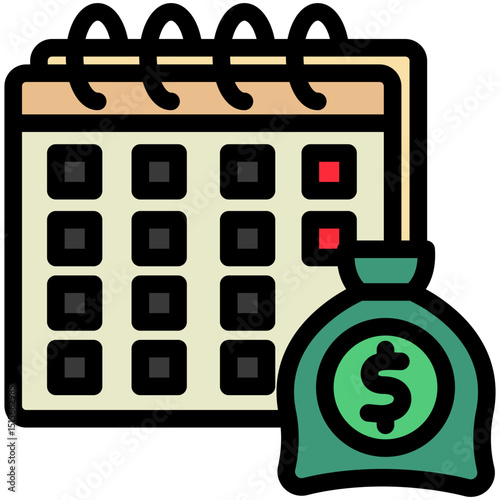 Billing Plan outline color, mini illustration icon. use for modern concept, print, UI, UX kit, web and app development. Vector related to account management, ecommerce, banking and finance.