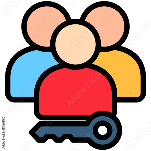 Group Access outline color, mini illustration icon. use for modern concept, print, UI, UX kit, web and app development. Vector related to account management, ecommerce, banking and finance.