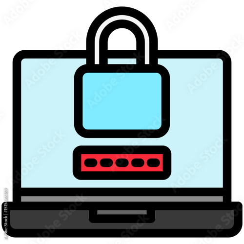 Lock Screen outline color, mini illustration icon. use for modern concept, print, UI, UX kit, web and app development. Vector related to account management, ecommerce, banking and finance.