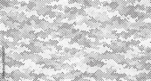 Abstract halftone seamless camouflage pattern. Repeating digital dotted hexagonal camo military texture background. Abstract modern fabric textile ornament. Vector illustration.