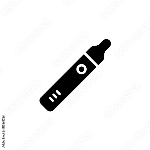 Vape Pen with Circular Button Icon in Solid Black Representing Portable E-Cigarette and Smoking Technology